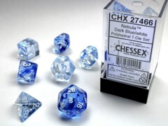 7 Dark Blue w/White Nebula Polyhedral Dice Set - CHX27466